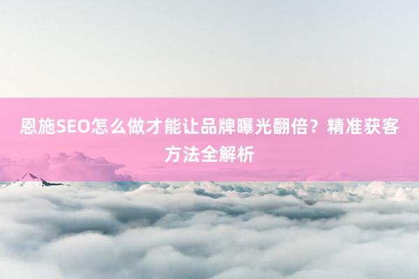 恩施SEO怎么做才能让品牌曝光翻倍？精准获客方法全解析