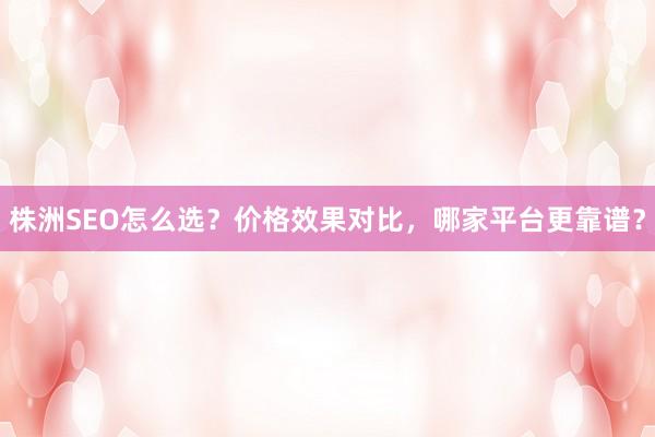株洲SEO怎么选？价格效果对比，哪家平台更靠谱？
