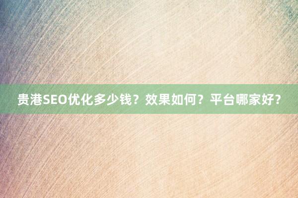 贵港SEO优化多少钱？效果如何？平台哪家好？
