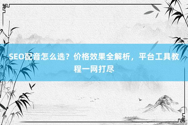 SEO配音怎么选？价格效果全解析，平台工具教程一网打尽