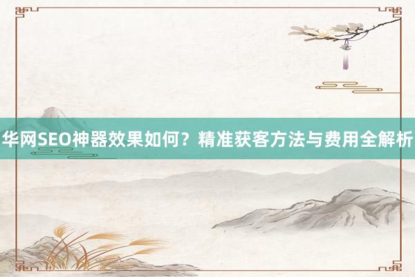 华网SEO神器效果如何？精准获客方法与费用全解析