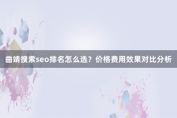 曲靖搜索seo排名怎么选？价格费用效果对比分析