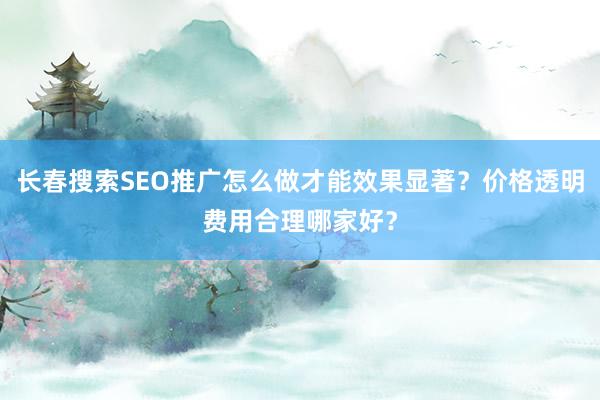 长春搜索SEO推广怎么做才能效果显著？价格透明费用合理哪家好？