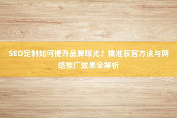 SEO定制如何提升品牌曝光？精准获客方法与网络推广效果全解析