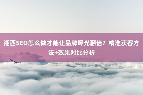 湘西SEO怎么做才能让品牌曝光翻倍？精准获客方法+效果对比分析
