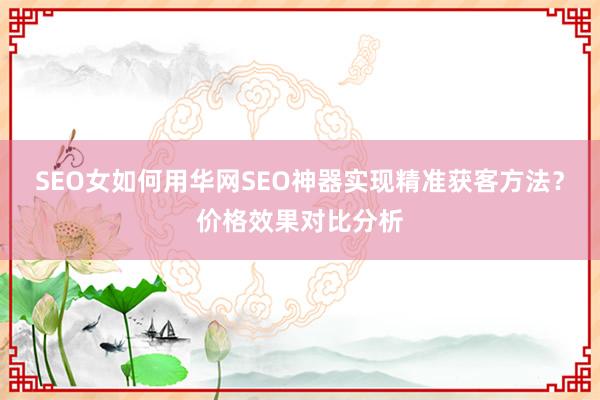 SEO女如何用华网SEO神器实现精准获客方法？价格效果对比分析