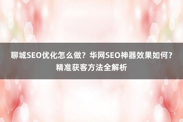聊城SEO优化怎么做？华网SEO神器效果如何？精准获客方法全解析
