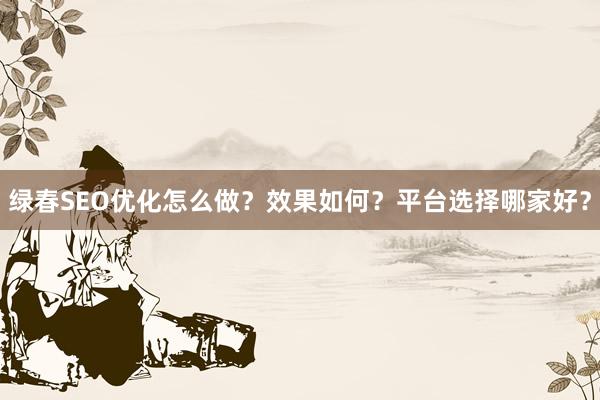 绿春SEO优化怎么做？效果如何？平台选择哪家好？
