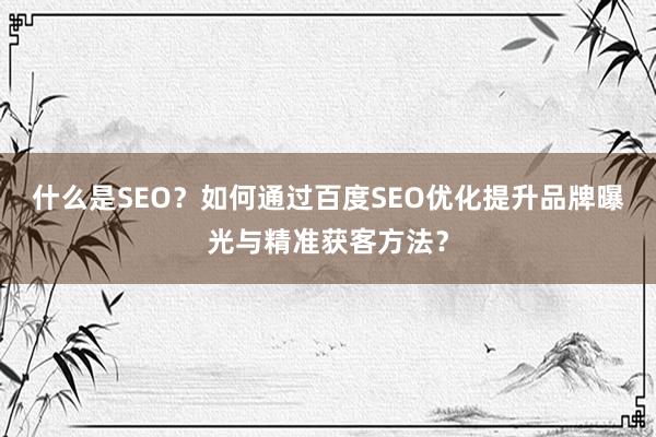 什么是SEO？如何通过百度SEO优化提升品牌曝光与精准获客方法？