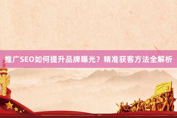 推广SEO如何提升品牌曝光？精准获客方法全解析