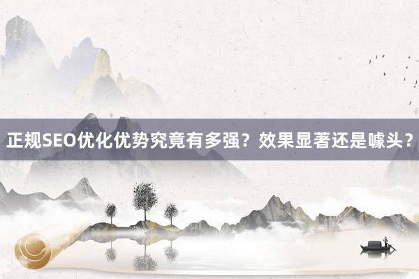 正规SEO优化优势究竟有多强？效果显著还是噱头？