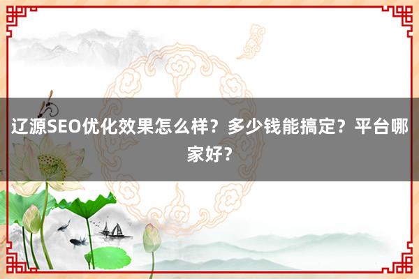 辽源SEO优化效果怎么样？多少钱能搞定？平台哪家好？