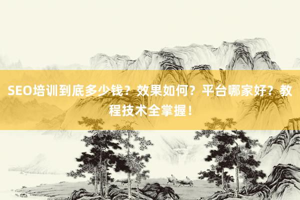 SEO培训到底多少钱？效果如何？平台哪家好？教程技术全掌握！