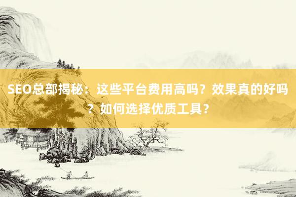 SEO总部揭秘：这些平台费用高吗？效果真的好吗？如何选择优质工具？