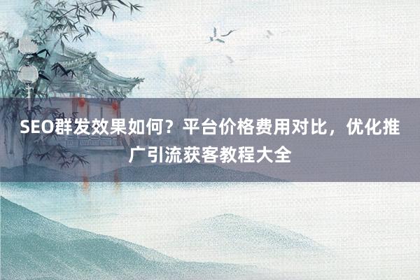 SEO群发效果如何？平台价格费用对比，优化推广引流获客教程大全