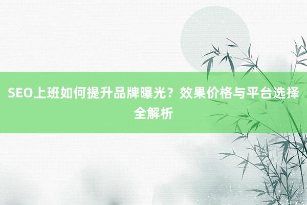 SEO上班如何提升品牌曝光？效果价格与平台选择全解析