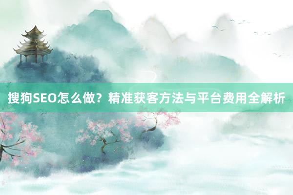 搜狗SEO怎么做？精准获客方法与平台费用全解析