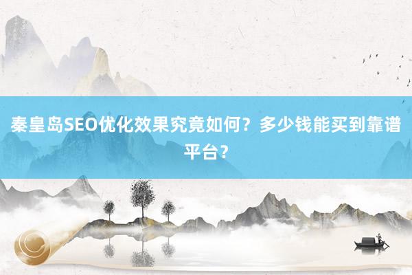 秦皇岛SEO优化效果究竟如何？多少钱能买到靠谱平台？