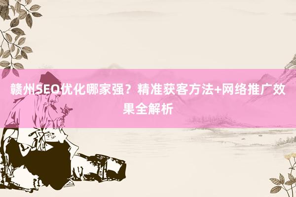 赣州SEO优化哪家强？精准获客方法+网络推广效果全解析
