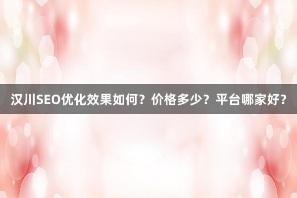 汉川SEO优化效果如何？价格多少？平台哪家好？