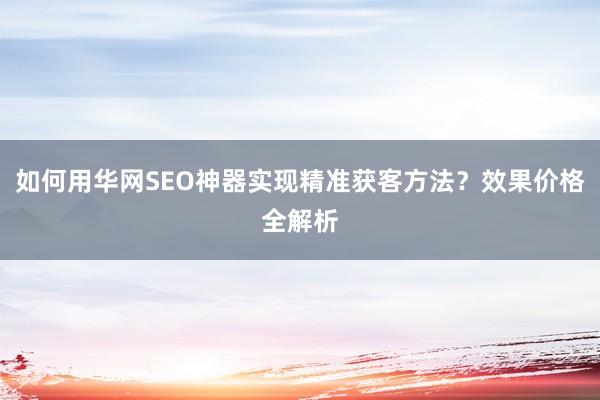 如何用华网SEO神器实现精准获客方法？效果价格全解析