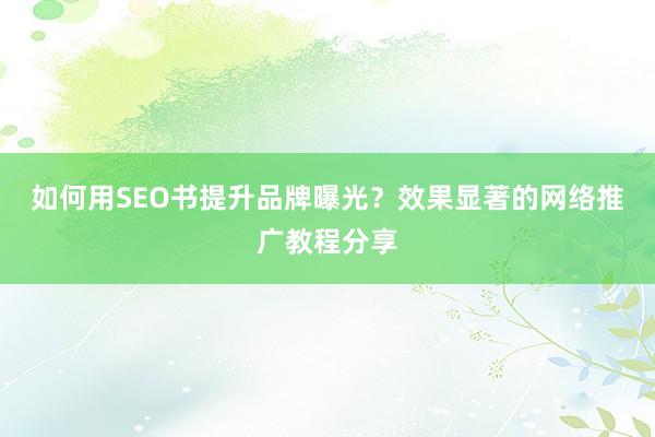 如何用SEO书提升品牌曝光？效果显著的网络推广教程分享