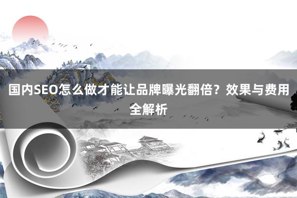 国内SEO怎么做才能让品牌曝光翻倍？效果与费用全解析