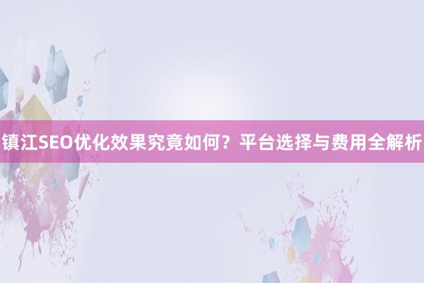 镇江SEO优化效果究竟如何？平台选择与费用全解析