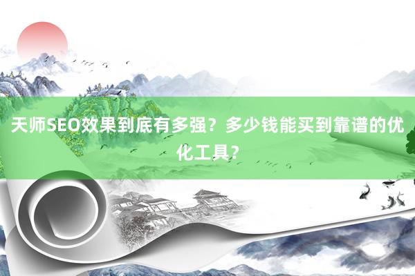 天师SEO效果到底有多强？多少钱能买到靠谱的优化工具？