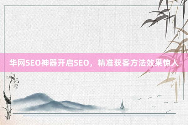 华网SEO神器开启SEO，精准获客方法效果惊人