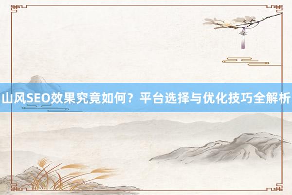 山风SEO效果究竟如何？平台选择与优化技巧全解析