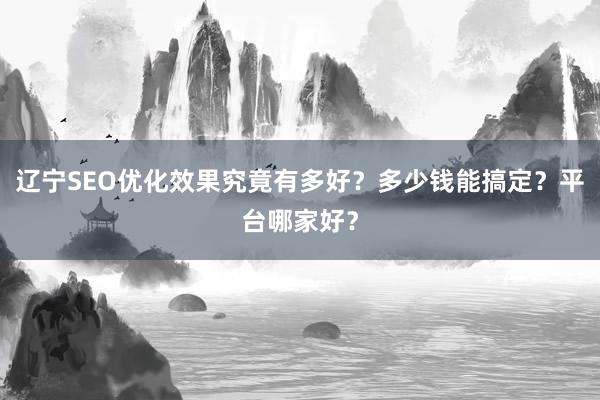 辽宁SEO优化效果究竟有多好？多少钱能搞定？平台哪家好？