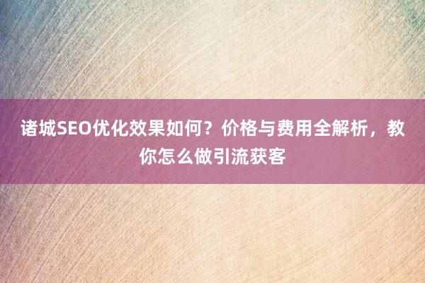 诸城SEO优化效果如何？价格与费用全解析，教你怎么做引流获客