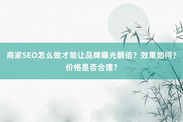 商家SEO怎么做才能让品牌曝光翻倍？效果如何？价格是否合理？
