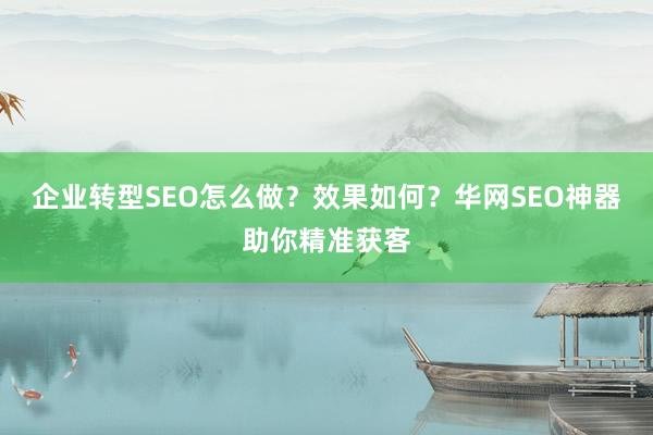 企业转型SEO怎么做？效果如何？华网SEO神器助你精准获客