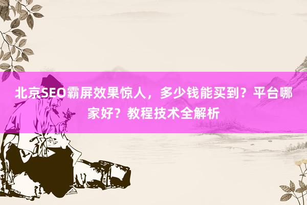 北京SEO霸屏效果惊人，多少钱能买到？平台哪家好？教程技术全解析
