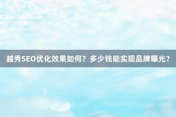 越秀SEO优化效果如何？多少钱能实现品牌曝光？