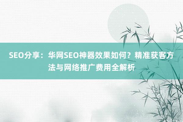SEO分享：华网SEO神器效果如何？精准获客方法与网络推广费用全解析