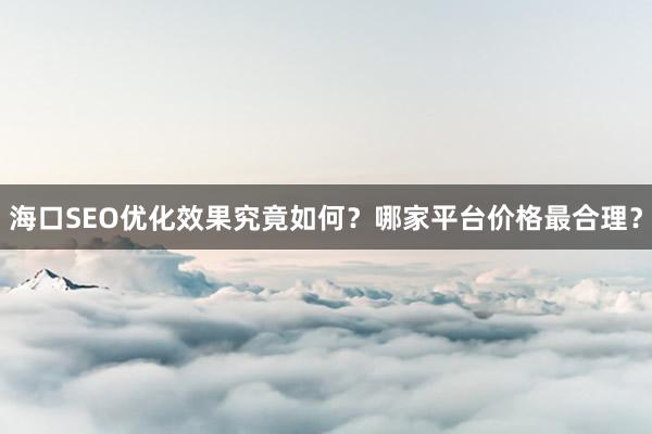海口SEO优化效果究竟如何？哪家平台价格最合理？
