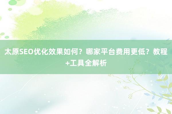 太原SEO优化效果如何？哪家平台费用更低？教程+工具全解析