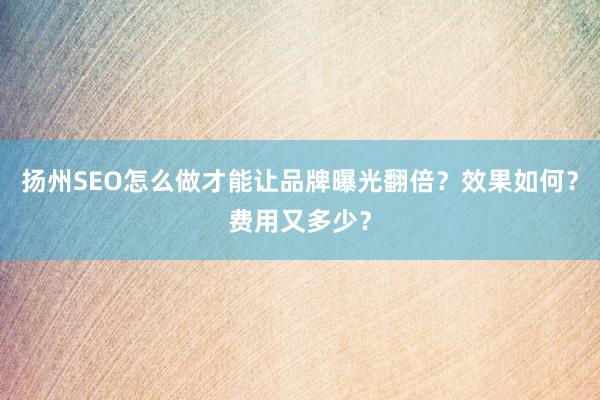扬州SEO怎么做才能让品牌曝光翻倍？效果如何？费用又多少？
