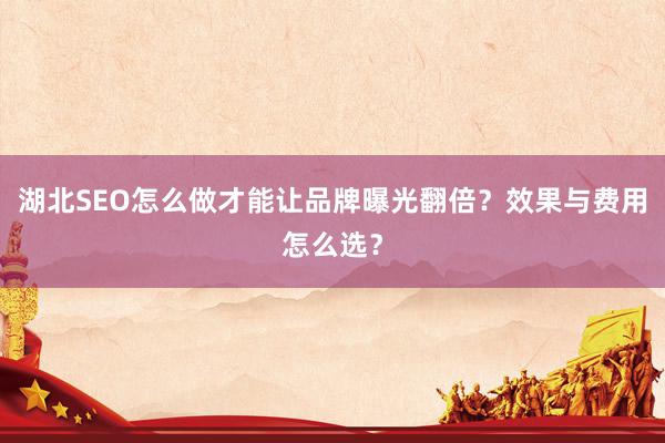 湖北SEO怎么做才能让品牌曝光翻倍？效果与费用怎么选？