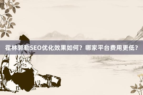 霍林郭勒SEO优化效果如何？哪家平台费用更低？